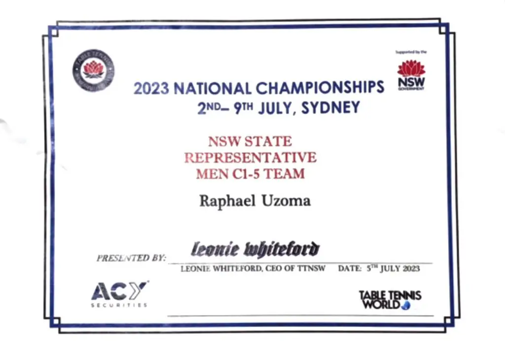 NSW Team Membership Certificate